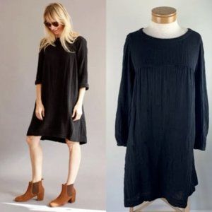 Xirena Cotton Gauze Long Sleeve Dress, Black, Size XS